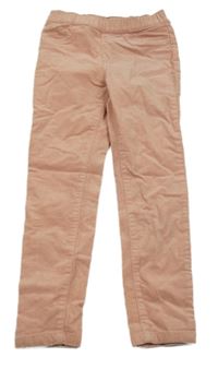 Růžové manšestrové elastické kalhoty H&M