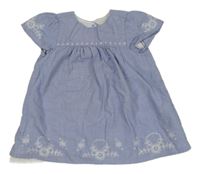 Modré šaty s výšivkami Zara