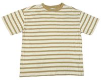 Smetanovo-hnědé pruhované tričko Zara