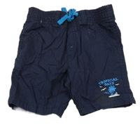 Tmavomodré plátěné kraťasy s palmami Lupilu