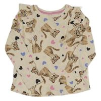 Béžové triko s kočkami a volánky Little Kids