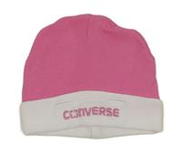 Růžovo-bílá bavlněná čepice s logem Converse