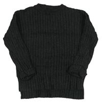 Antracitový lehký žebrovaný svetr Zara
