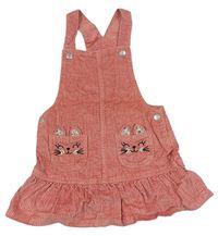 Růžové manšestrové laclové šaty s kočkami F&F