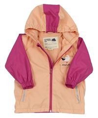 Lososovo-růžová nepromokavá bunda s rackem a kapucí 