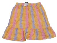 Oranžovo-růžovo-lila pruhovaná mušelínová sukně zn. Primark