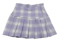Lila-bílá kostkovaná skládaná sukně H&M