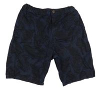 Tmavomodro-černé plátěné kraťasy s listy River Island