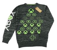 Nové - šedo-černý melírovaný svetr s X-box Primark