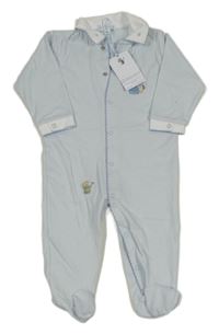 Nové - světlemodrý overal s bílým límečkem 