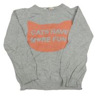 Šedý lehký svetr s kočkou H&M