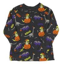 Tmavošedé triko s dýněmi a dinosaury Primark