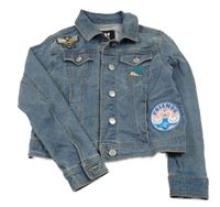 Modrá crop riflová bunda s nášivkami V by Very