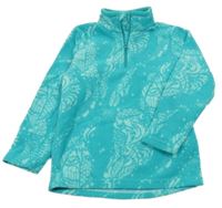 Tyrkysová vzorovaná fleecová funkční mikina s logem Quechua