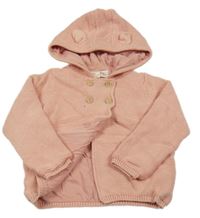 Světlerůžový podšitý propínací svetr s kapucí Lupilu