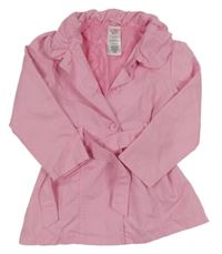 Růžový šusťákový jarní kabát s páskem E-Vie