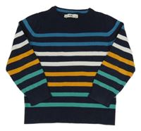 Tmavomodro-barevný pruhovaný lehký svetr C&A