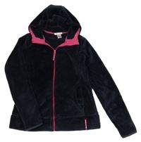 Tmavomodrá plyšová propínací mikina s kapucí Decathlon