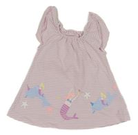 Růžové pruhované šaty s mořskými pannami Joules