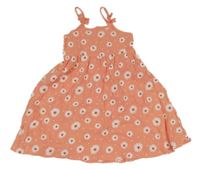 Lososové mušelínové šaty s kvítky shein