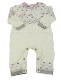 Nové - bílý vlněný overal s králíky a vzorem John Lewis