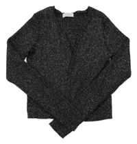 Černý třpytivý žebrovaný propínací crop svetr Primark