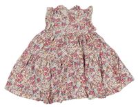 Smetanovo-růžové květované bavlněné šaty Next