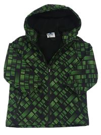 Černo-zelená vzorovaná softshellová bunda s kapucí Topolino