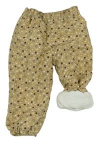 Béžové vzorované šusťákové zateplené kalhoty Ergee