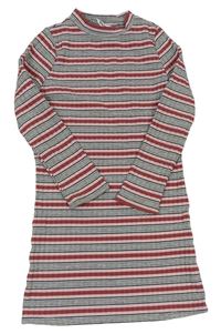 Šedo-růžové pruhované žebrované šaty M&Co.
