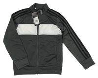 Nové - Antracitovo bílá sportovní mikina s logem Adidas