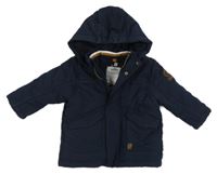 Tmavomodrá šusťáková zimní bunda s kapucí Topomini