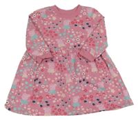 Růžové teplákové květované šaty s Peppou Nutmeg