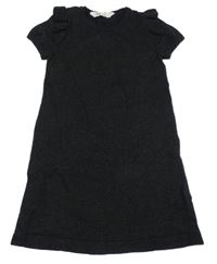 Černé třpytivé svetrové šaty s volánky H&M