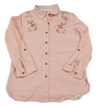 Růžovo-bílá pruhovaná halenka s květy Mantaray