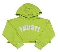 Neonově zelená crop mikina s nápisem 