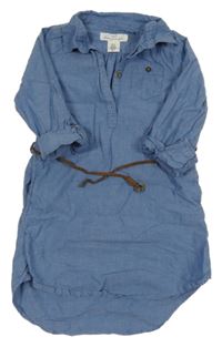 Světlemodré lehké košilové šaty s páskem H&M
