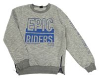 Světlešedá melírovaná mikina s nápisy Y.F.K.