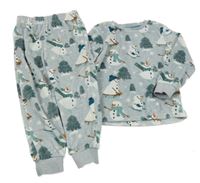 Šedé plyšové pyžamo se sněhuláky F&F