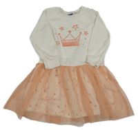 Bílo-růžové šaty s korunkou a tylovou sukní Lupilu