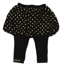 Černo-zlaté legíny s našitou puntíkatou sukní George