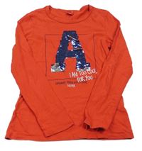 Červené triko s písmenem z flitrů S. Oliver