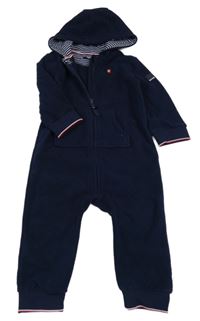 Tmavomodrá fleecová kombinéza s kapucí Maine