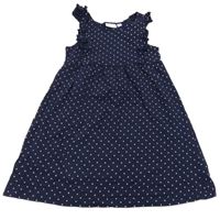Tmavomodré puntíkaté šaty s volánky Kids