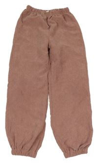 Starorůžové žebrované cuff kalhoty Shein