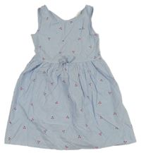 Světlemodro-bílé pruhované šaty s třešněmi H&M