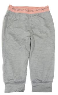 Šedo-růžové melírované sportovní crop tepláky s nápisy H&M