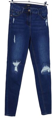 Dámské tmavomodré skinny rifle s prošoupáním Denim 