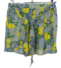 Dámské žluto-zeleno-modré vzorované volné kraťasy s páskem Primark 