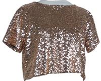 Dámská růžovozlatá flitrová crop halenka MissGuided 